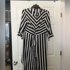 Vince Camuto Black and White Stripe Shirtdress in Size 1X